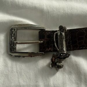 Brown Crocodile Pattern Belt with Silver Buckle Brighton vintage S 28